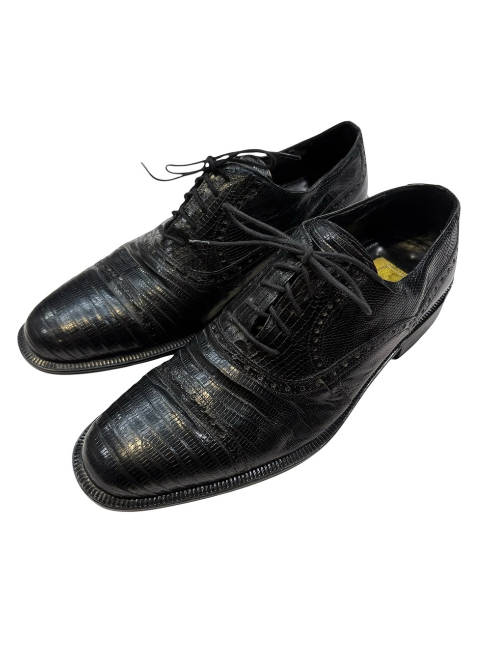 Share Vintage Forli Genuine Teju Lizard Shoes Men's 8 Wingtip Brogue Italy
